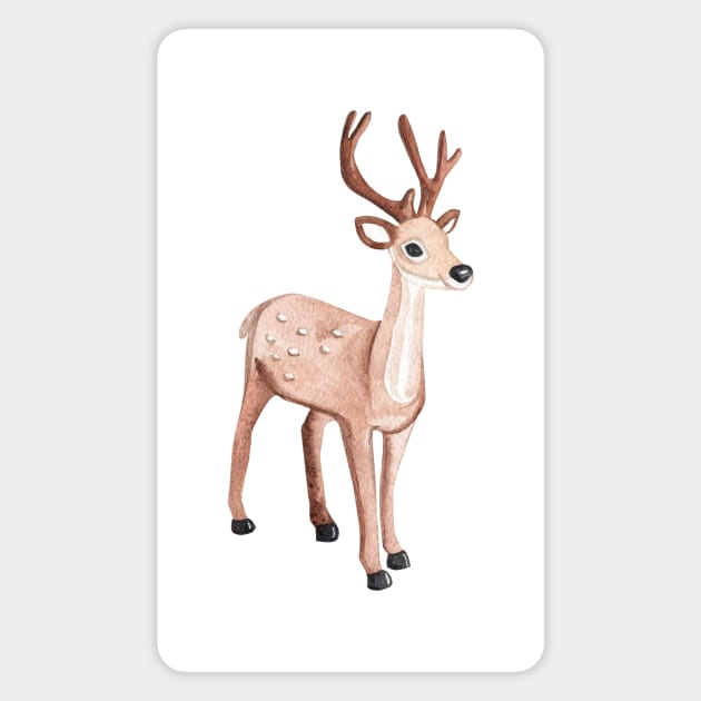 Watercolor reindeer Magnet by DreamLoudArt